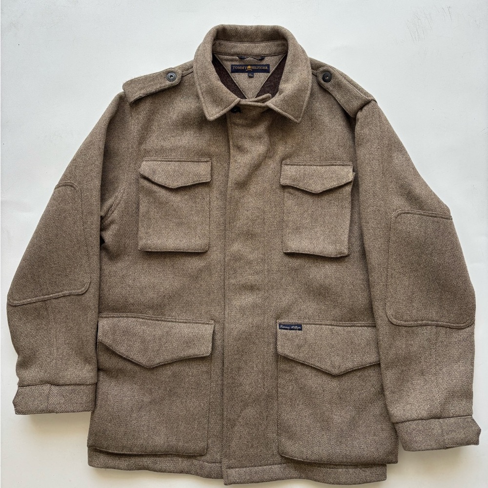 Tommy Hilfiger wool coat XL camel color detachable hood men’s field jacket - Picture 6 of 16